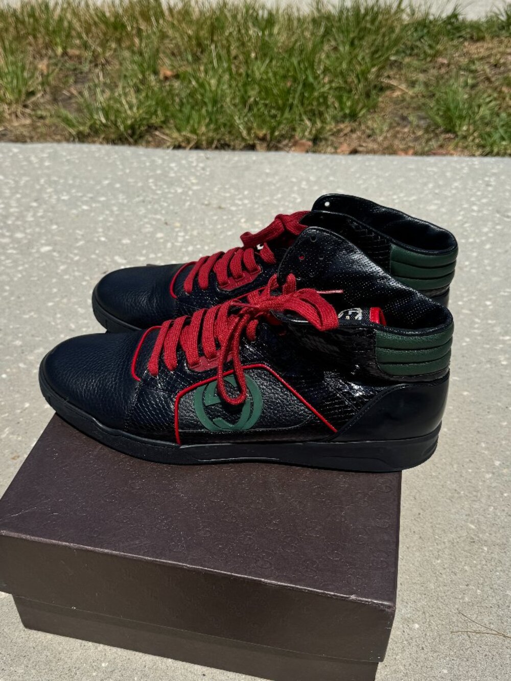 Authentic Gucci Men's Leather High-Top Sneakers – Size 14